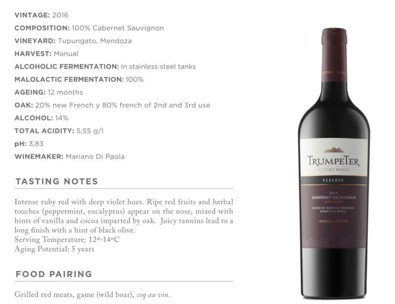Rượu vang TrumpeTer Reserve Cabernet Sauvignon 2 Rượu vang TrumpeTer Reserve Cabernet Sauvignon