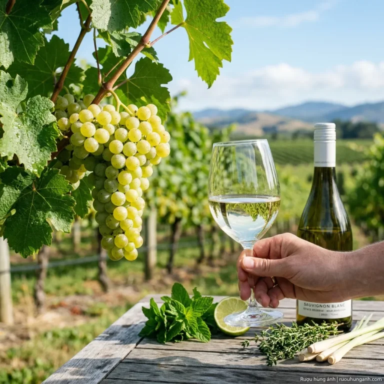 Nho Sauvignon Blanc – Tươi mát, sắc sảo với hương thơm thảo mộc
